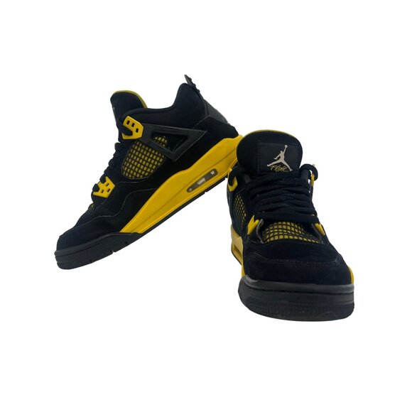 AUTHENTIC Air Jordan 4 Retro Thunder Black & Tour Yellow Sneakers • Women's 8.5 - Picture 4 of 16